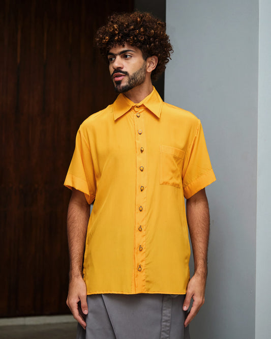 Camisa Crepe de Seda - Amarelo